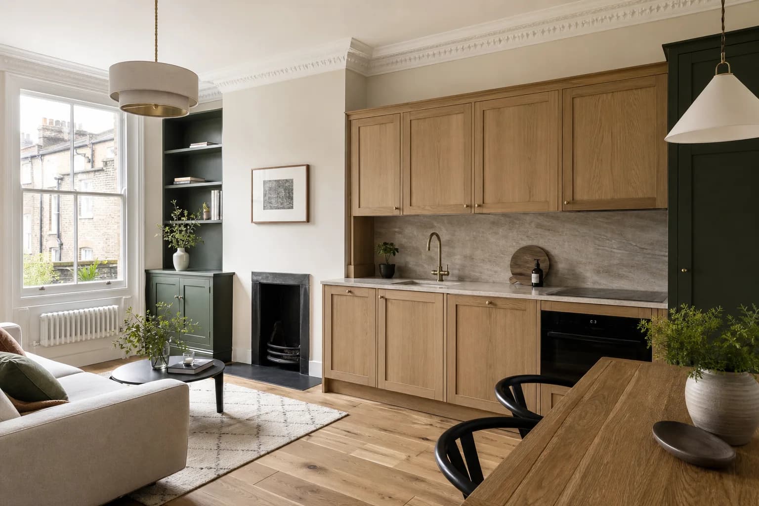 Illustrative design-conscious refurbishment of a compact London period apartment